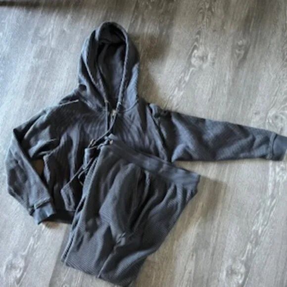 Auden Two-Piece Lounge Set Hooded Sweatshirt Full Zip Sweatpants Gray Women's S - Picture 2 of 14